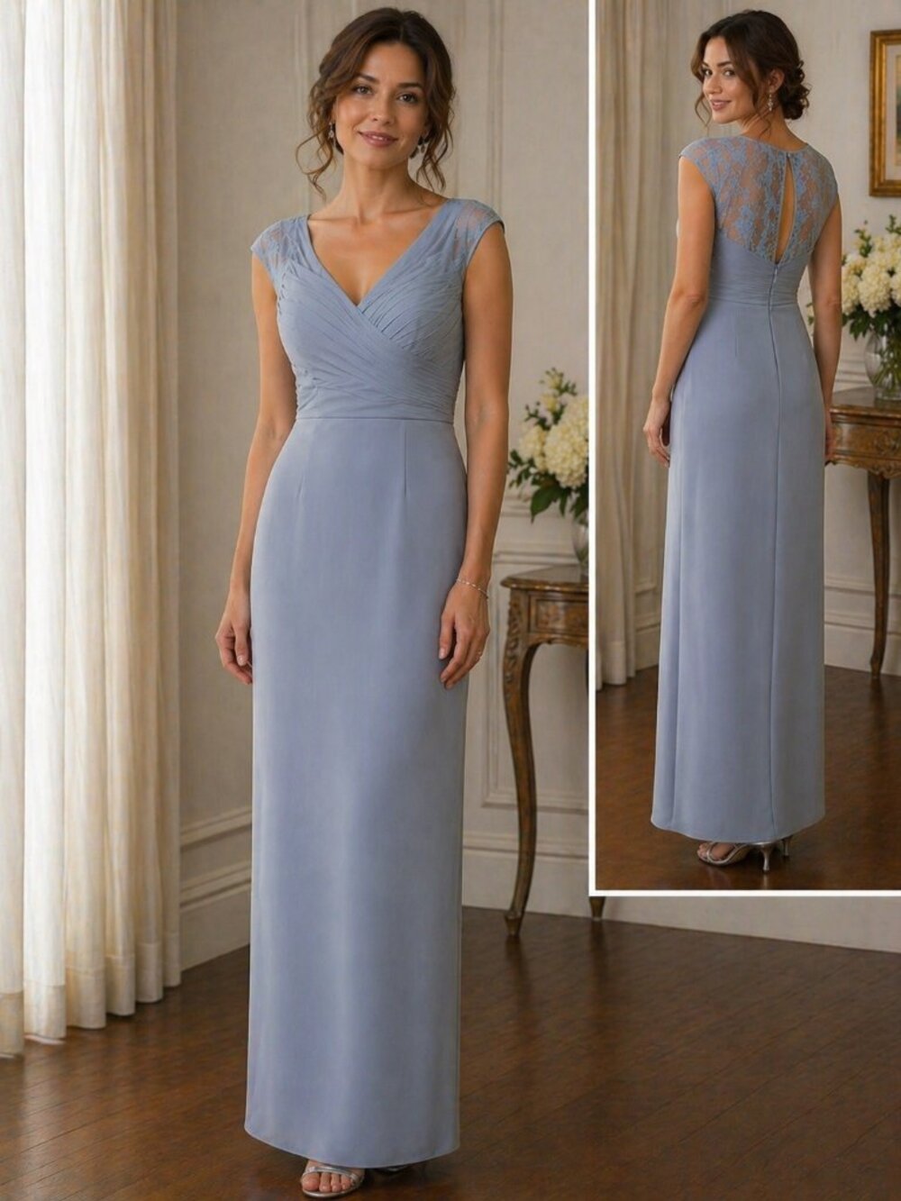 Azazie Dusty Blue Formal Gown